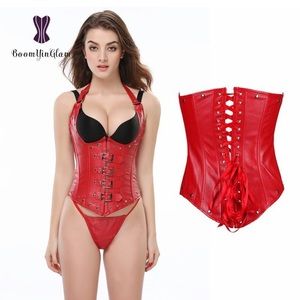 💋Leather halter underbust corset💋